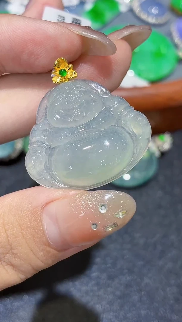 吊坠(不含链)18K金镶嵌翡翠天然A货翡翠