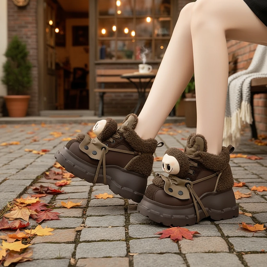 9cm增高小个子加绒加厚底雪地靴女冬季新款超轻软底可爱松糕短靴