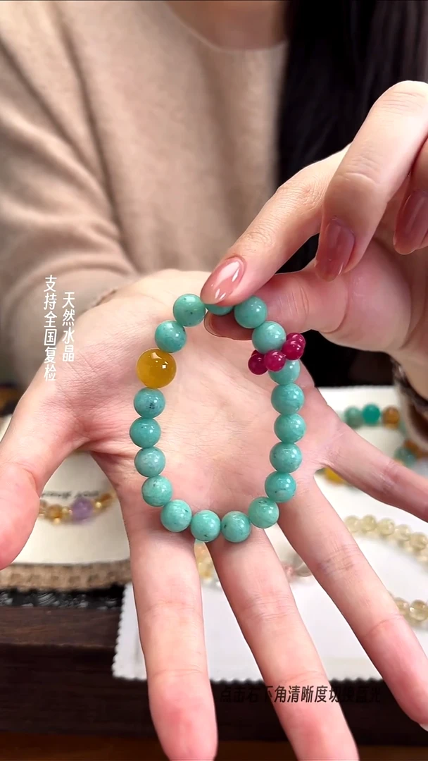 未镶嵌手串天河石天河石  设计手串