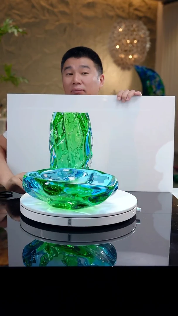 设计款水晶琉璃花器果碗