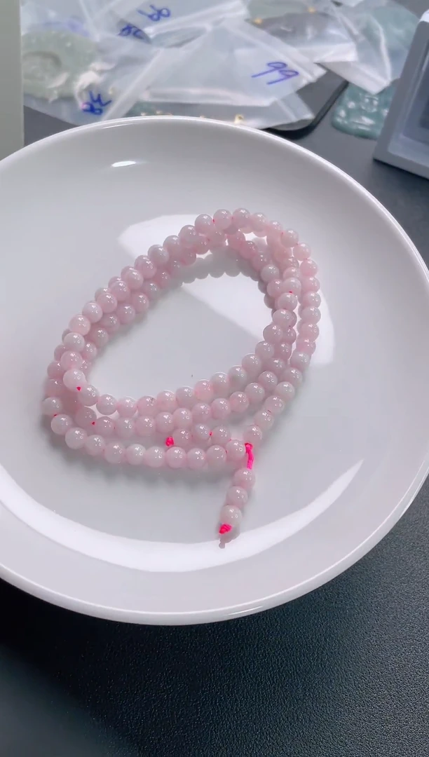 翡翠未镶嵌项链粉彩串