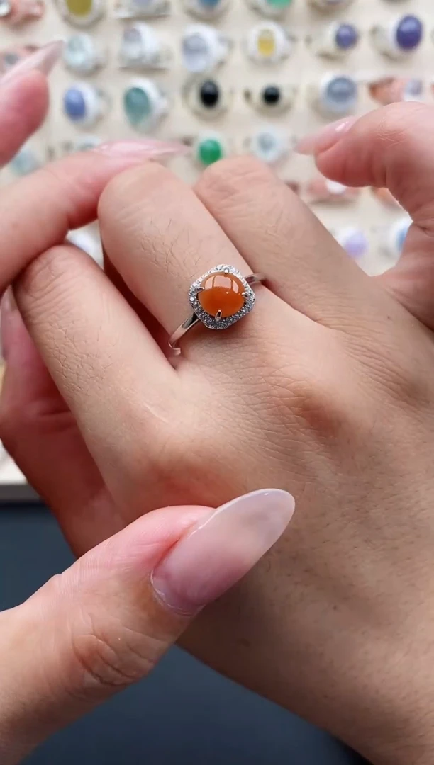 银S925镶嵌戒指翡翠天然缅甸翡翠A货111-5-1