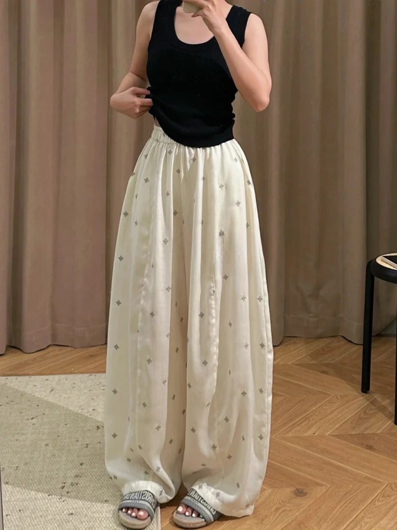 【DMXJ大梦想家】甜美可爱宽松休闲睡裤女装夏季新款棉麻长裤家居服