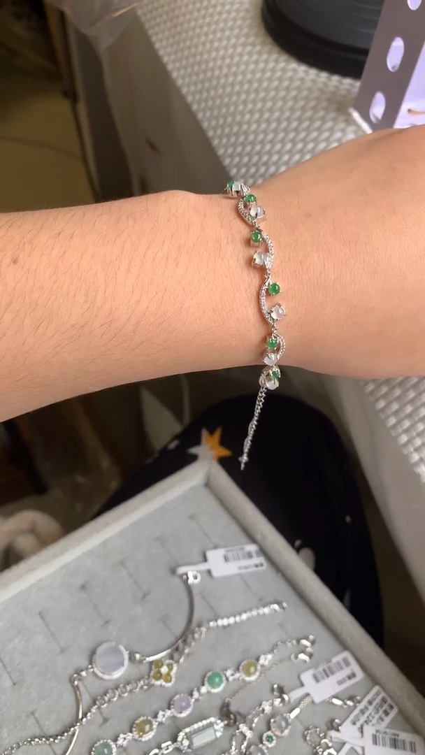 银S925镶嵌戒指翡翠手链