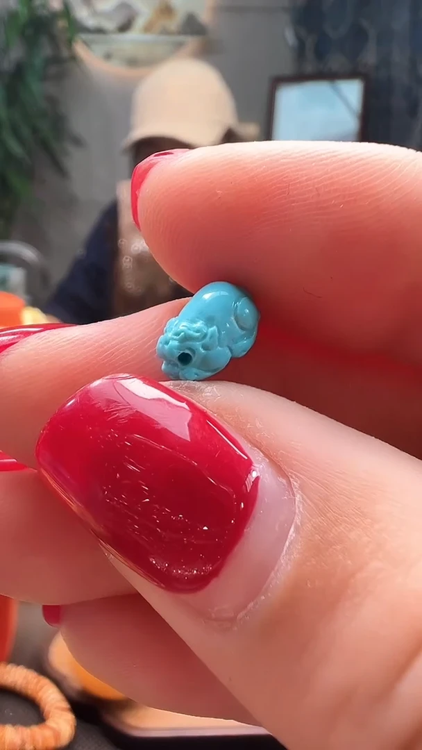 未镶嵌绿松石配珠配饰小吊坠绿松石精工小貔貅配珠
