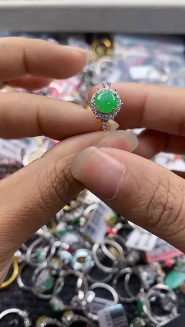 银S925镶嵌戒指翡翠999                  9