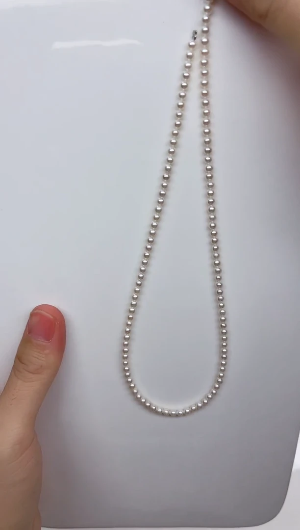 项链未镶嵌淡水珍珠白色近圆小米3-3.5mm