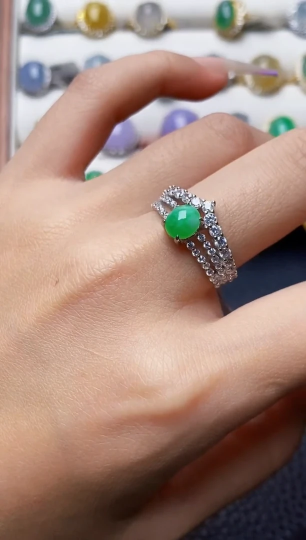 银S925镶嵌戒指翡翠2887