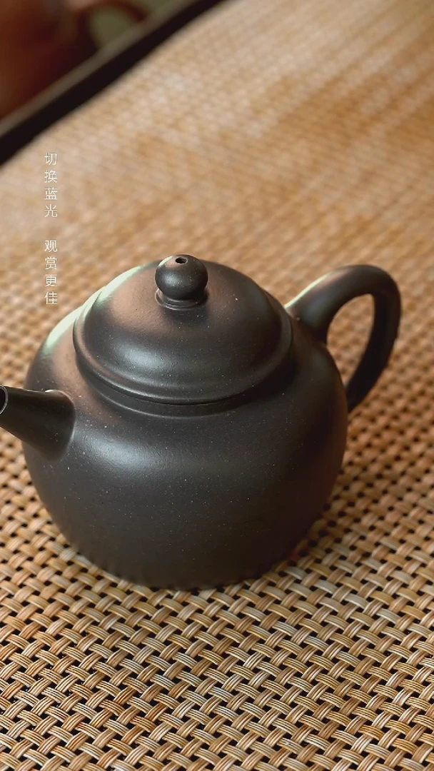 茶壶紫砂青灰紫泥-木樨壶-150CC