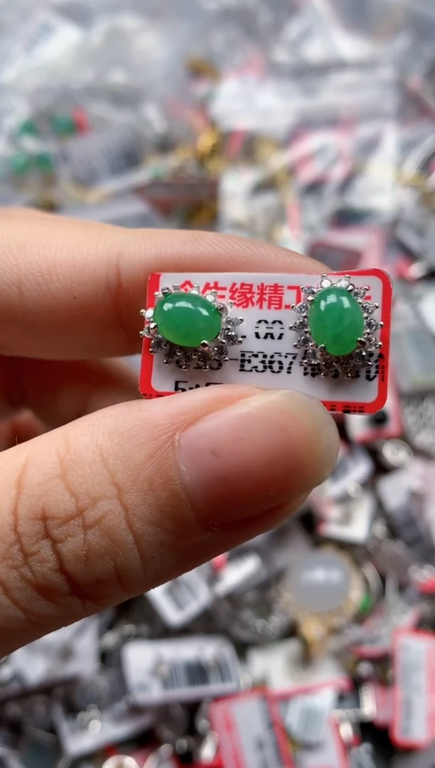 银S925镶嵌戒指翡翠天然A货缅甸翡翠