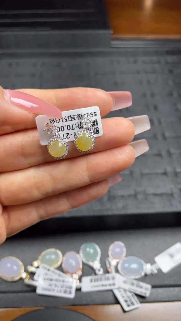 银S925镶嵌戒指翡翠天然翡翠A货