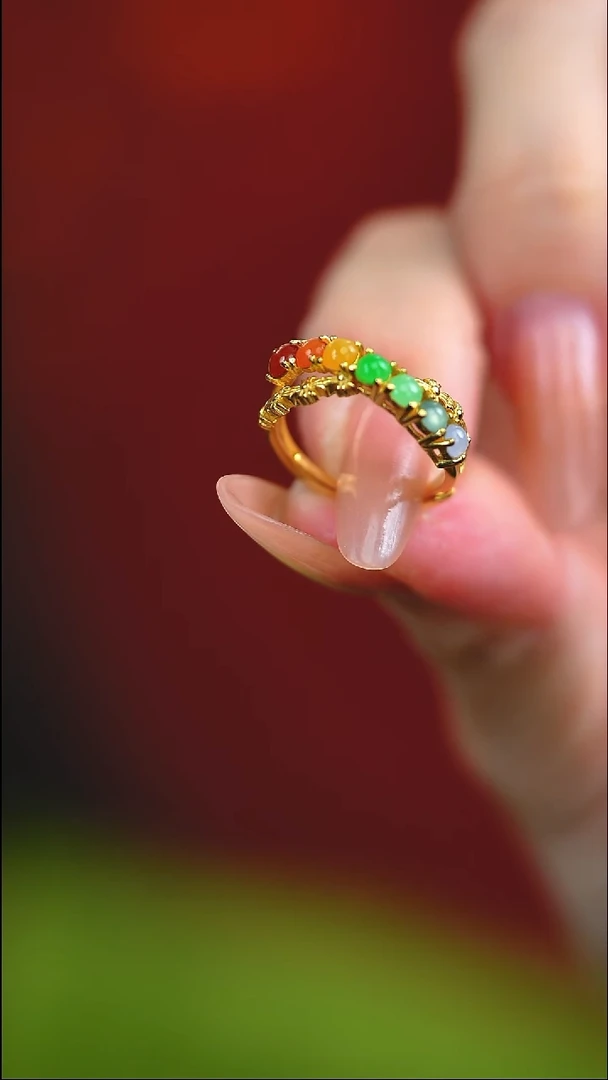 银S925镶嵌戒指翡翠新款