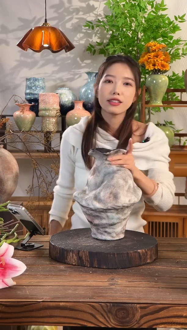 【复古红棕-异形禅意瓶】陶瓷花瓶侘寂风客厅插花花器客厅玄关装饰