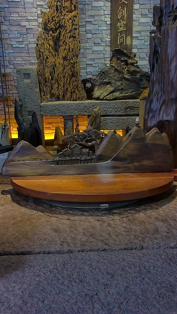 木金丝楠阴沉木山水摆件