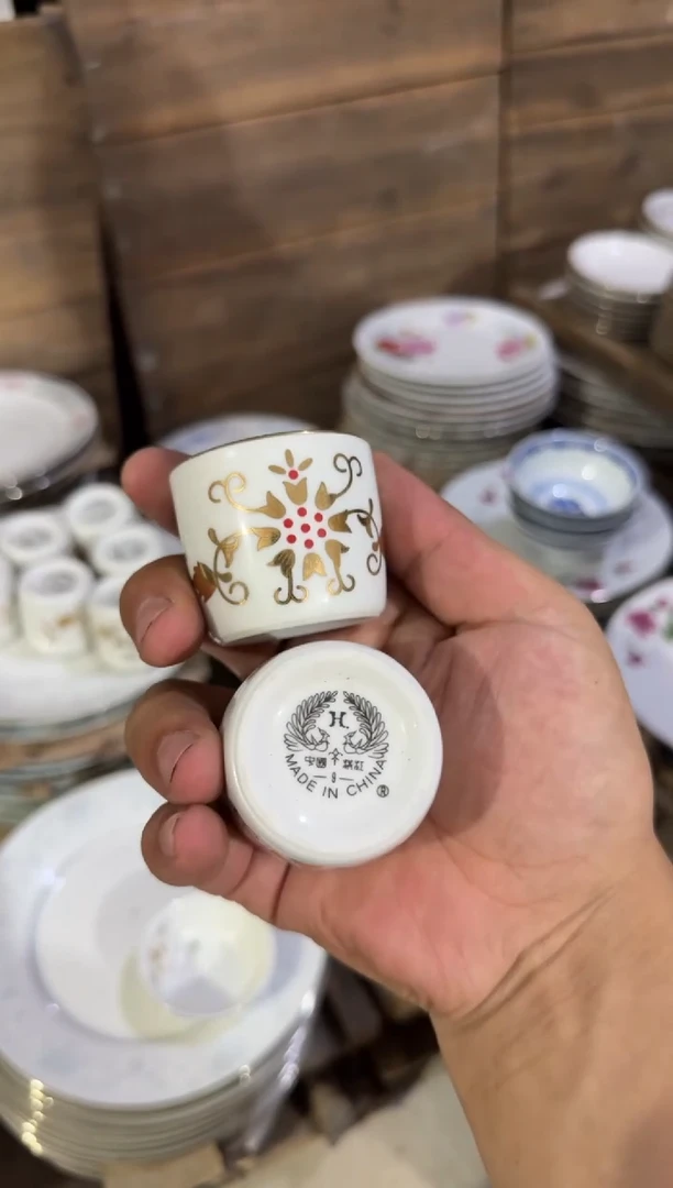 摆件老瓷器出口小酒杯两个一组微瑕请慎拍