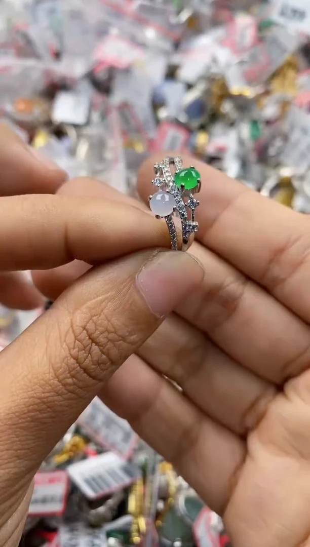 银S925镶嵌戒指翡翠10               10