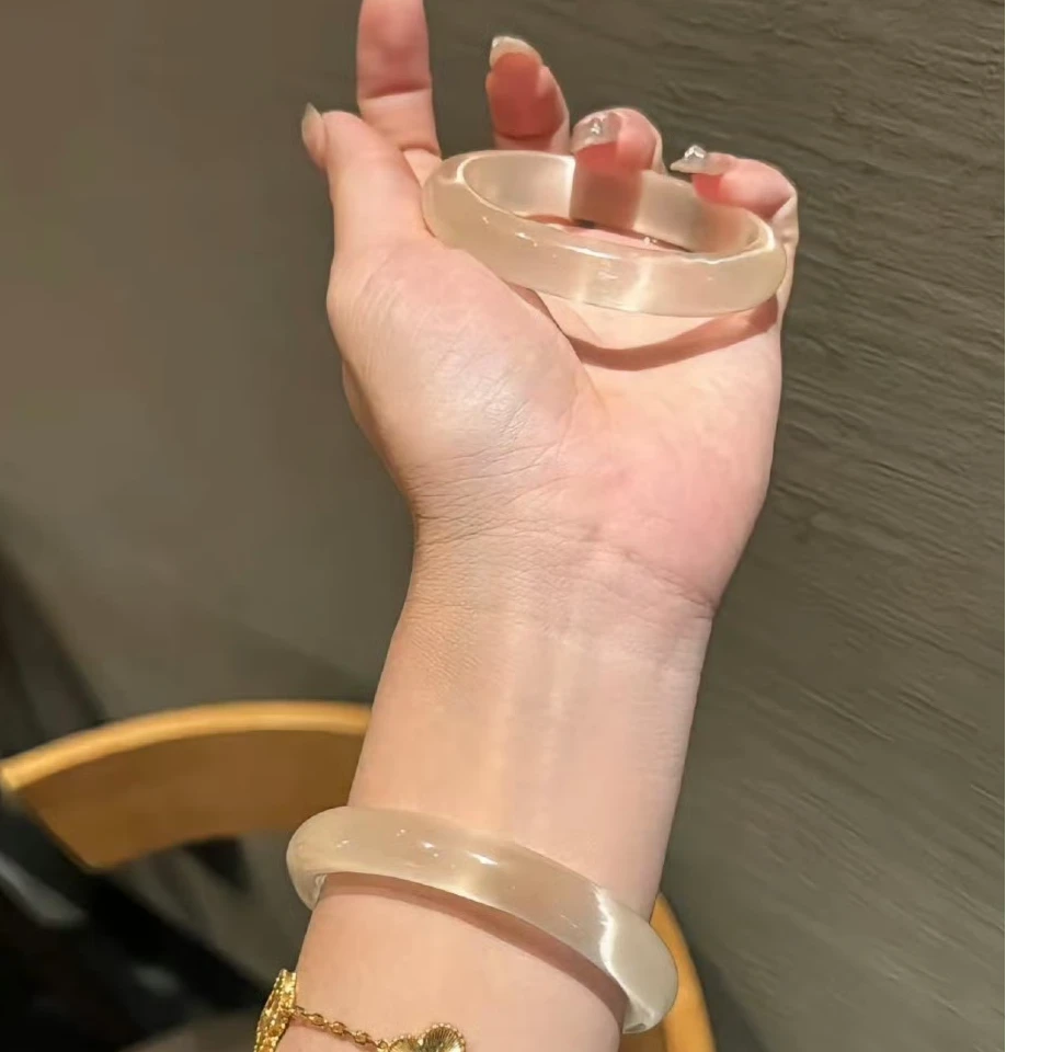 猫眼碎冰冰玉镯子冰透温润金店同款气质新年礼气质小众礼物女士