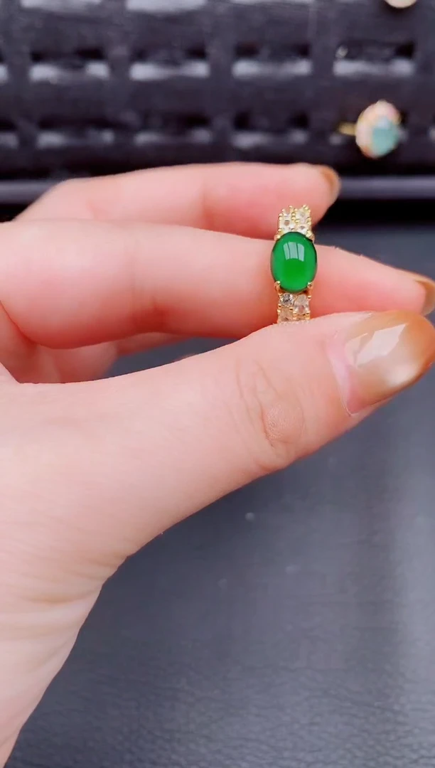 【闪购商品】翡翠戒指银S925镶嵌天然a货翡翠525