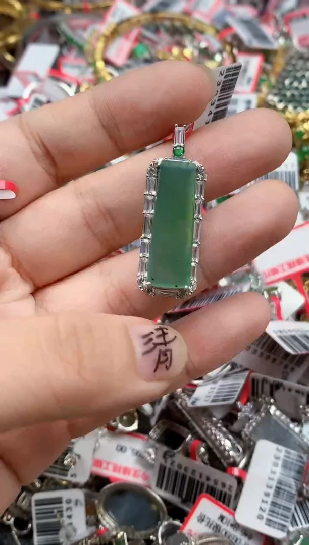 银S925镶嵌戒指翡翠天然A货缅甸翡翠