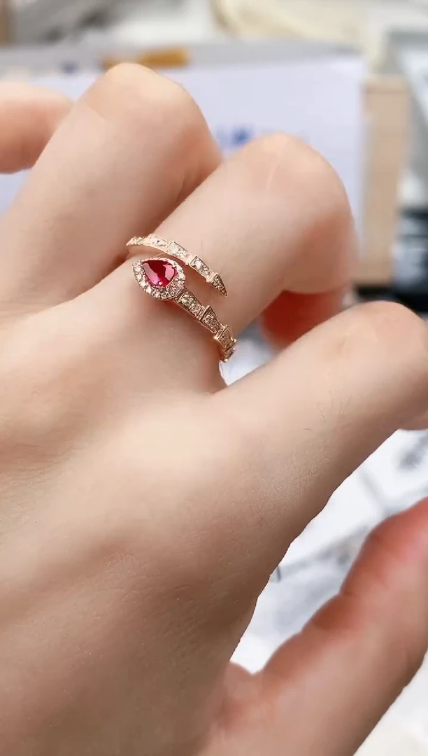 红宝石戒指18K金镶嵌高货