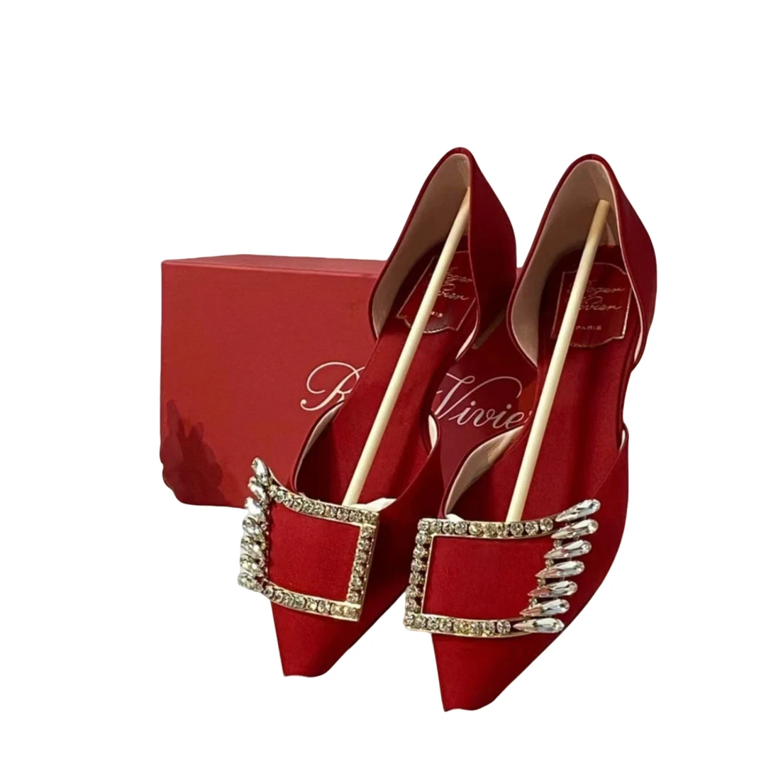 未使用 Roger Vivier/罗杰·维威耶 经典时尚休闲方扣婚鞋平底尖头