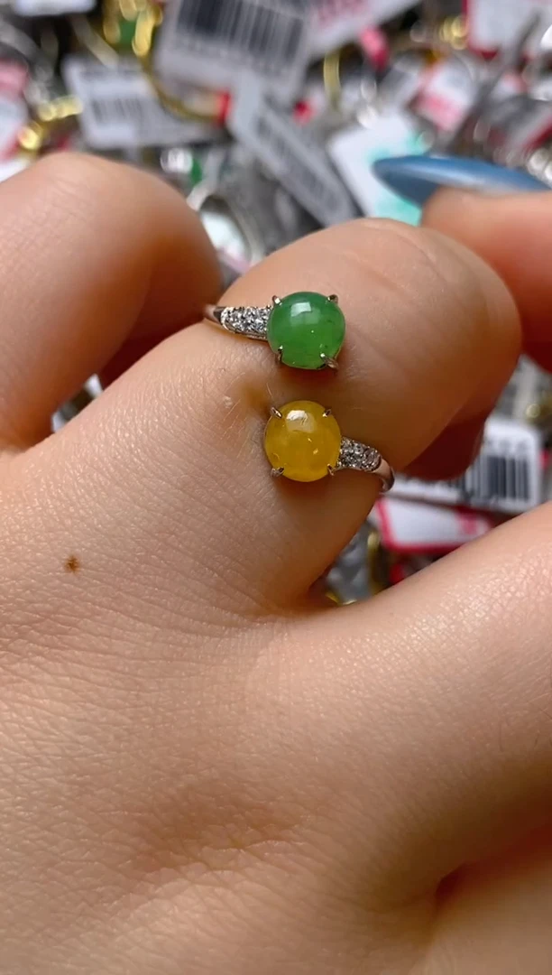 银S925镶嵌戒指翡翠百内无证书