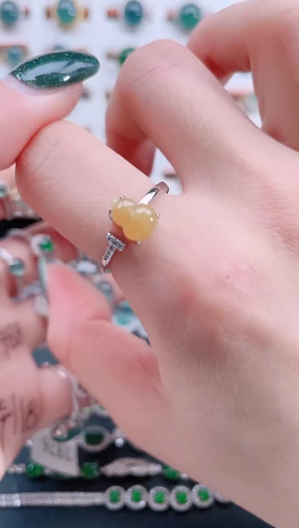 银S925镶嵌戒指翡翠天然翡翠