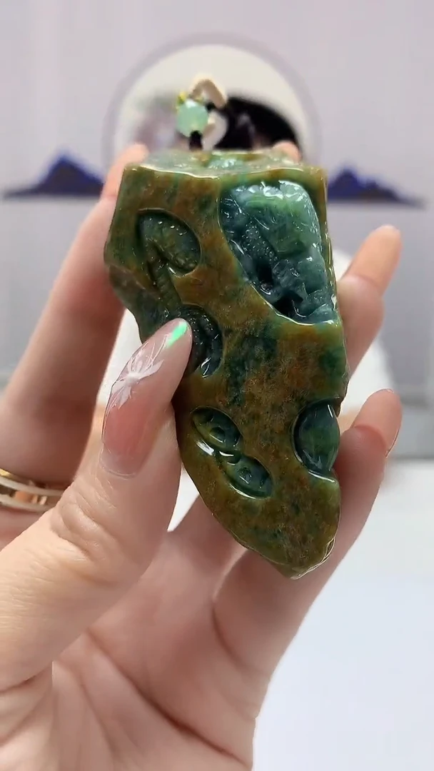 【闪购商品】定制翡翠未镶嵌4812DD-毛货挂件龙22