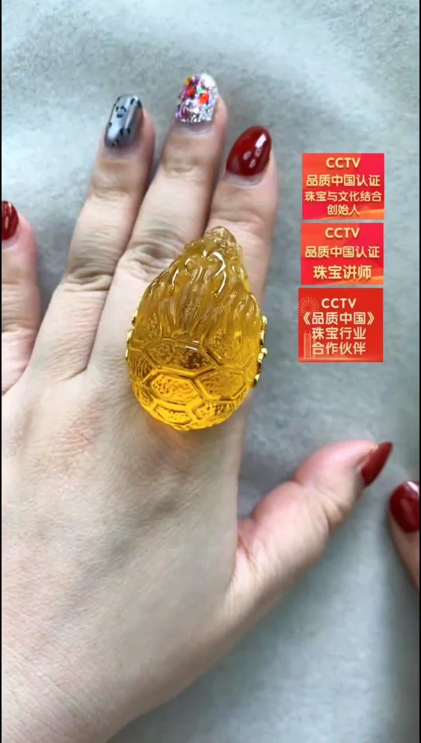 【闪购商品】琥珀戒指银S925镶嵌戒指