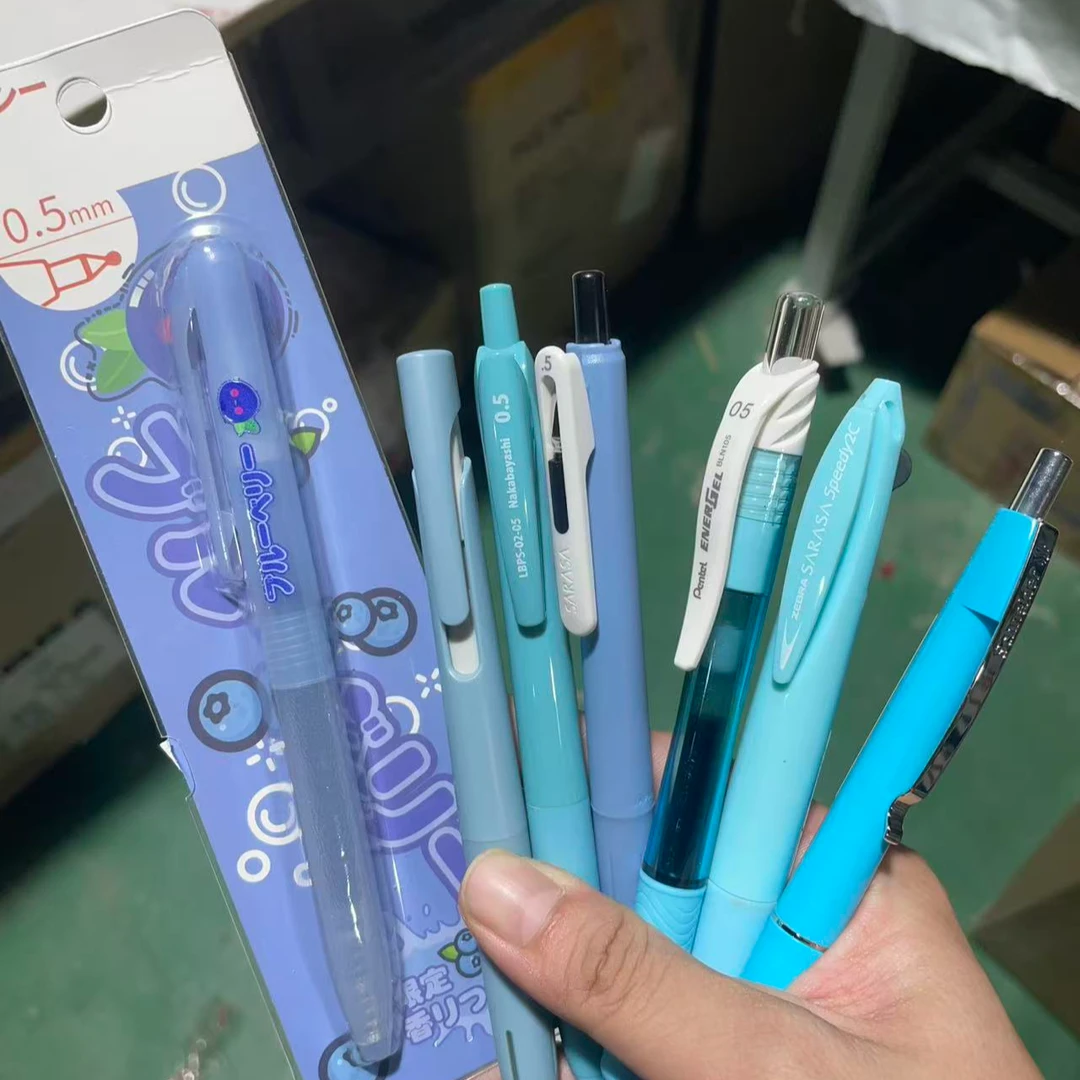 【马卡龙色系高端组合黑色速干按动中性笔学生专用】