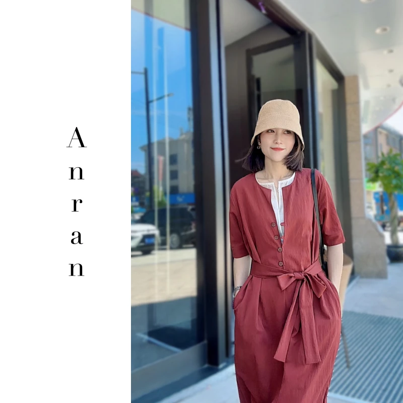 【Anran】夏季 宽松连衣裙 薄款 假两件时尚休闲 气质H版长裙3152