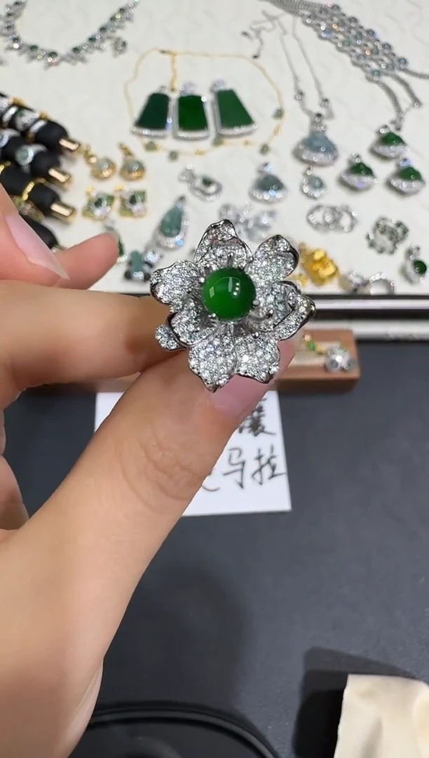 翡翠戒指银S925镶嵌X0627-1822-194