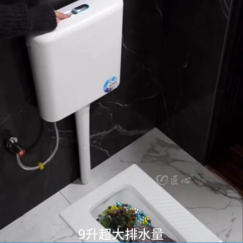 马桶水箱蹲便器蹲坑专用大冲力学校家里用厕所壁挂手按式工程水箱