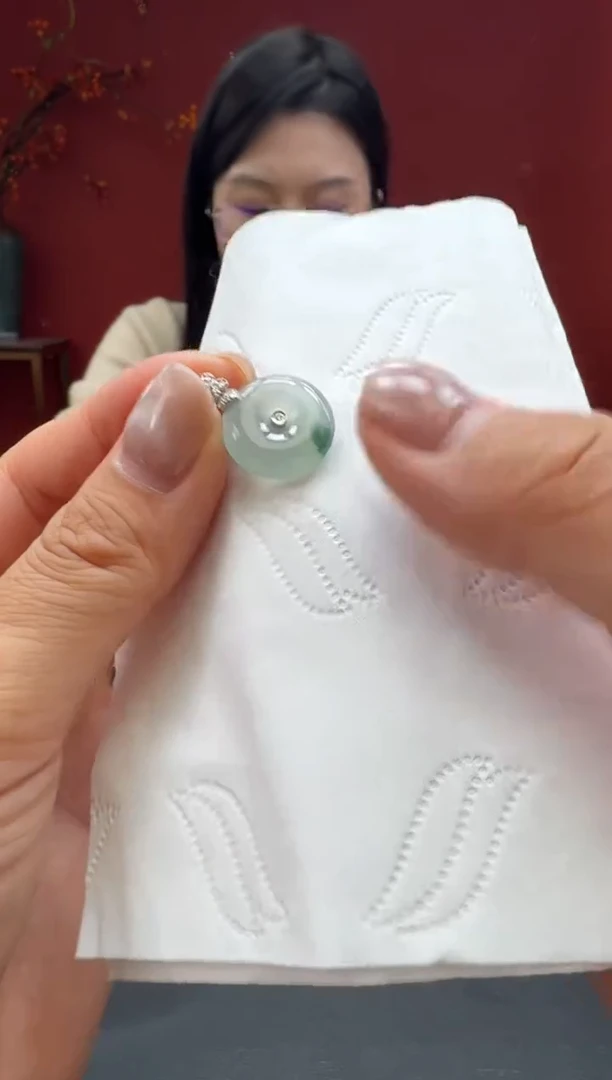 颈饰18K金镶嵌翡翠JL-18-高冰平安扣