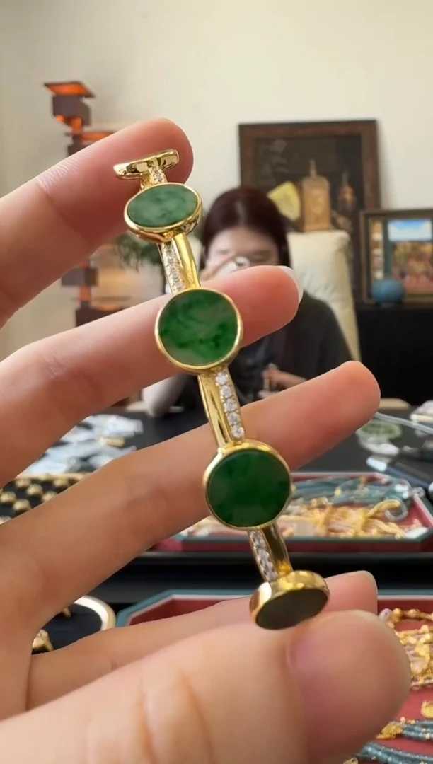 翡翠手镯银S925镶嵌银镶