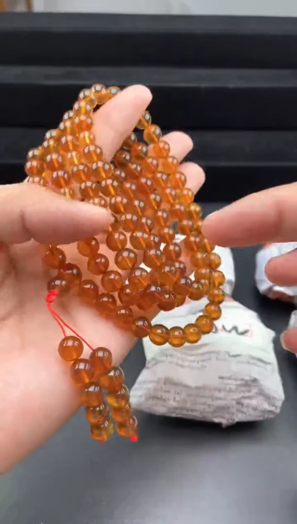 手链琥珀未镶嵌棕珀108项链