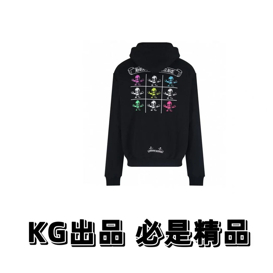 kg出品（男女同款）彩色骷髅印花连帽卫衣