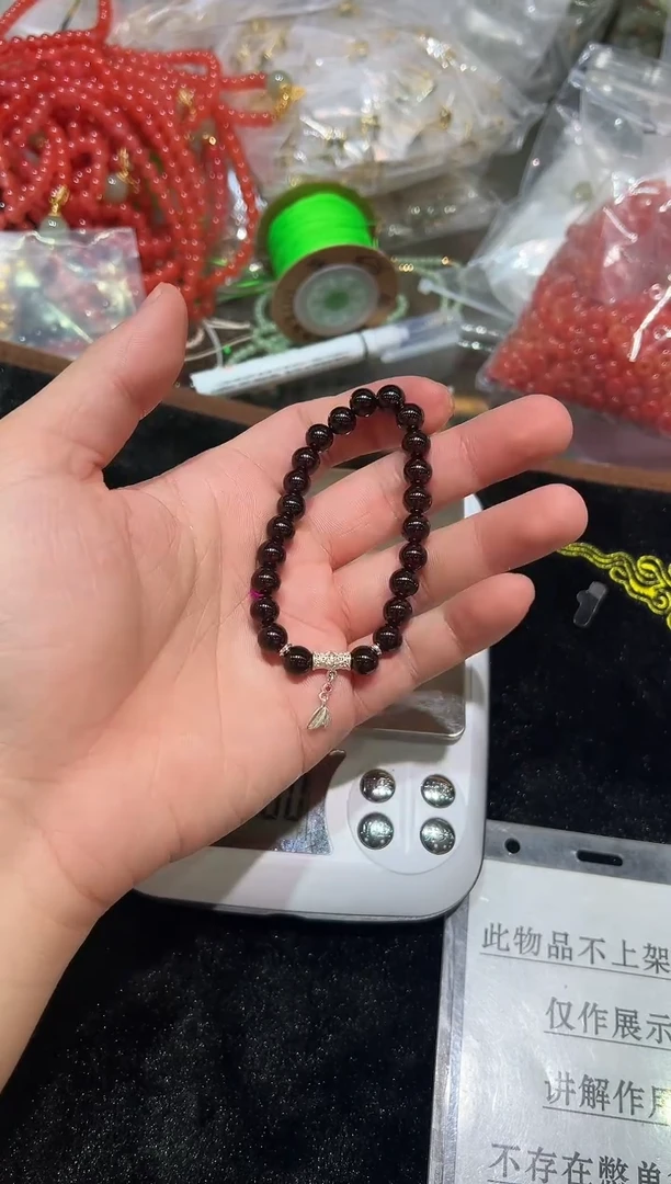 银S925镶嵌手串石榴石xyj石榴石手串多样性发其一