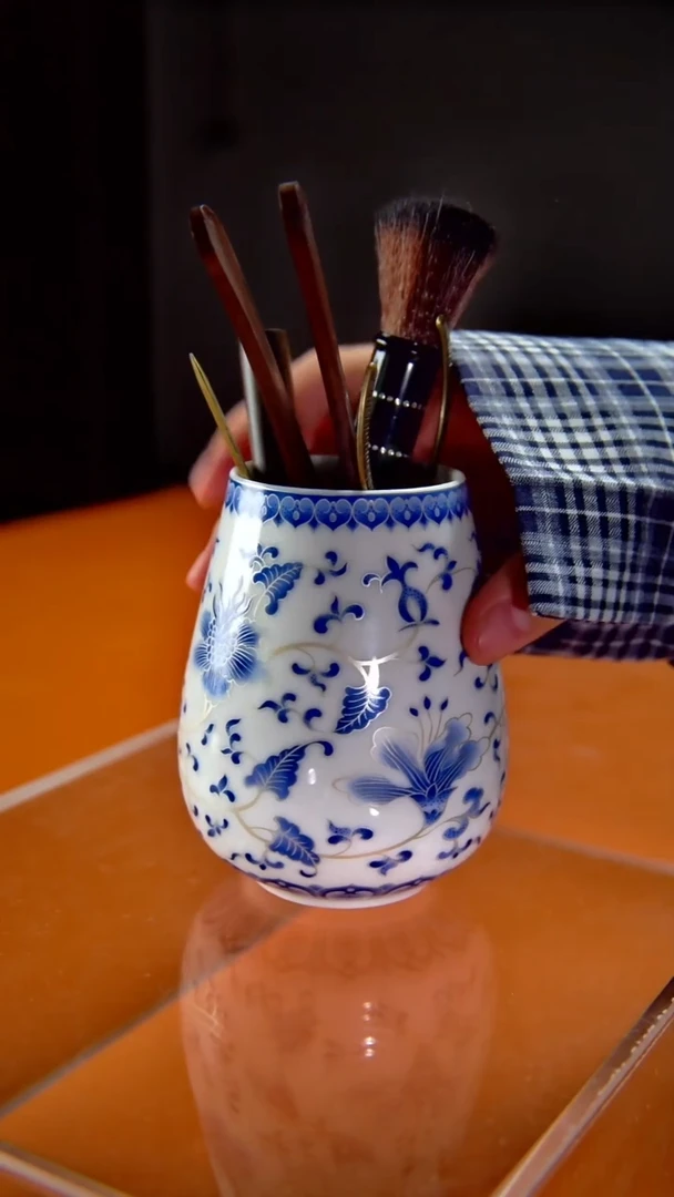 其他陶瓷《言泥陶瓷》新品描银缠枝莲系列六君子