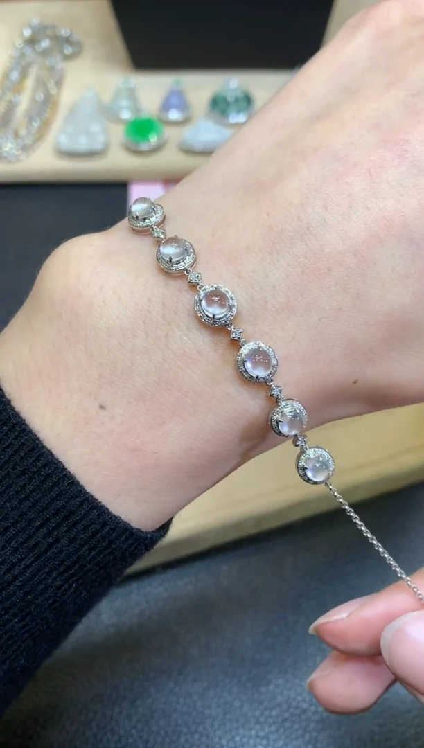 【闪购商品】翡翠手链18K金镶嵌蛋面【无服务费】