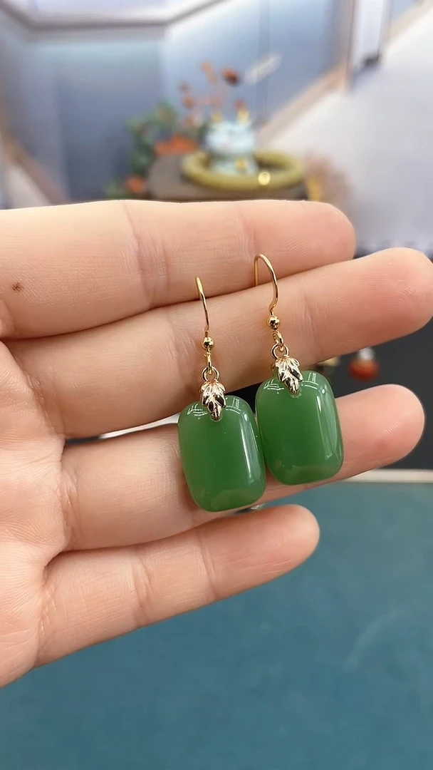 未镶嵌东陵石耳饰东陵玉无事牌耳钩