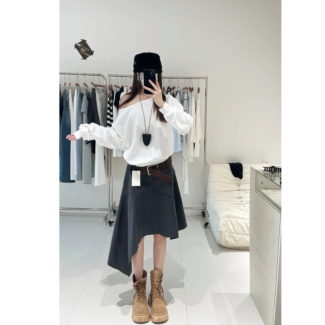 2025早秋一整套时尚慵懒风韩系休闲高级百搭宽松上衣裙子两件套