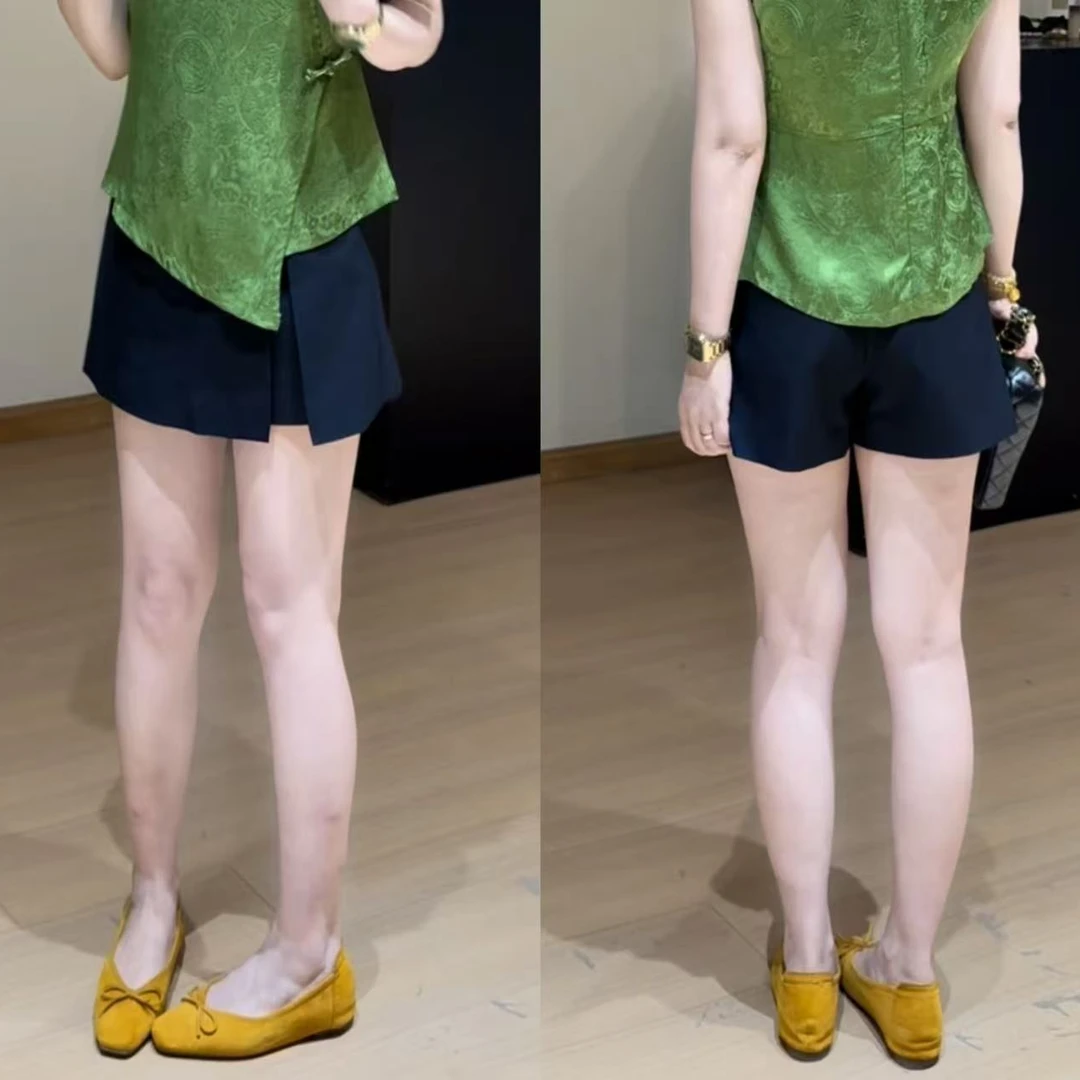 0625【裙裤】诗诗家2025夏季简约气质ins中高腰休闲设计感短裙裤