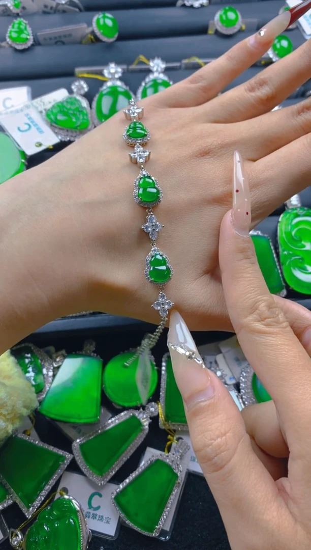 【闪购商品】翡翠手链银S925镶嵌11111111