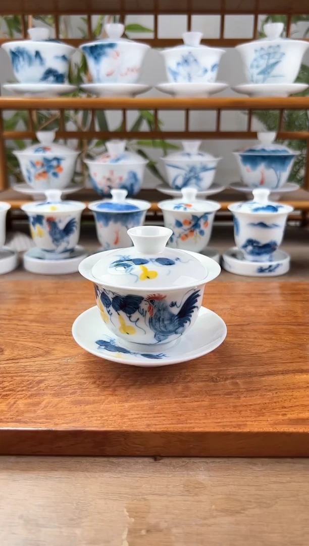 微瑕公鸡130ml三才盖碗