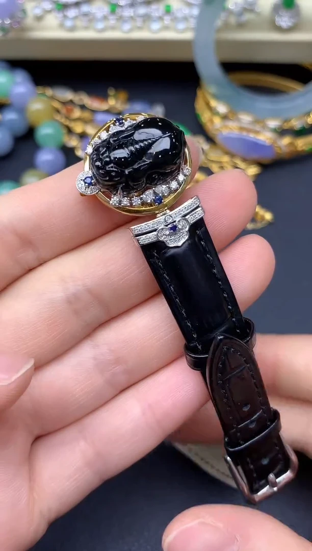 18K金镶嵌手串翡翠120-雪姐翡翠天天见