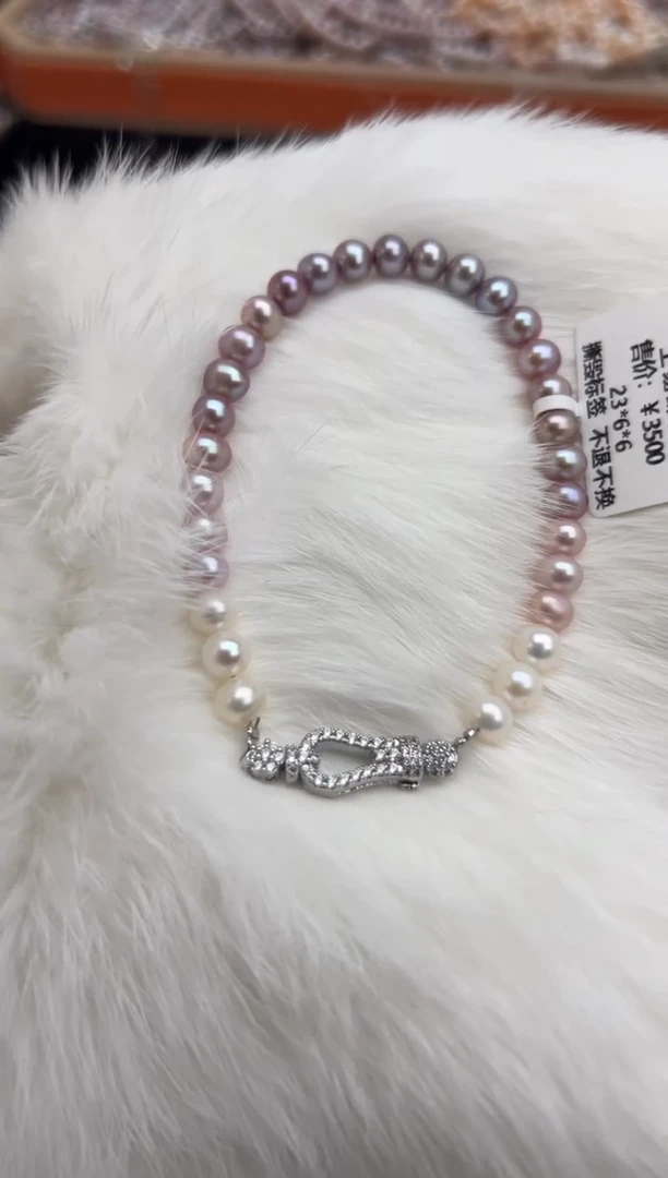 未镶嵌福利淡水珍珠无核*强光渐变珍珠手链