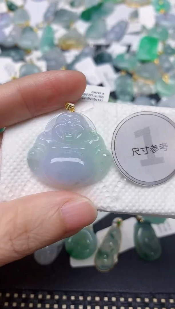 颈饰18K金镶嵌翡翠天然缅甸A货翡翠