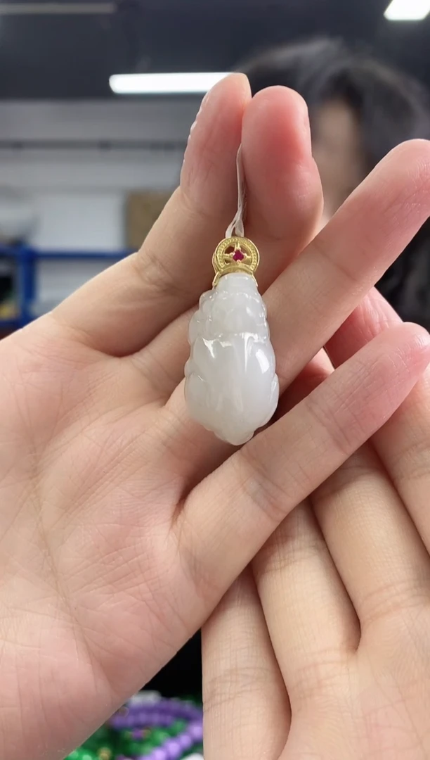 和田玉银S925镶嵌吊坠(不含链)多样性发其一颜色微差