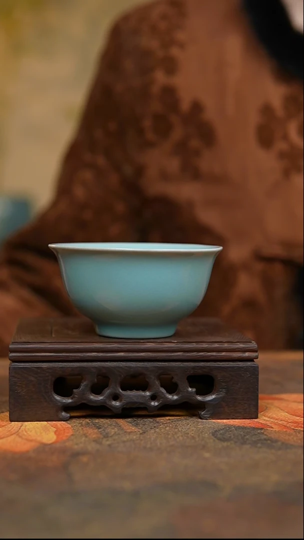 杯?****马仿古天青精工压手杯